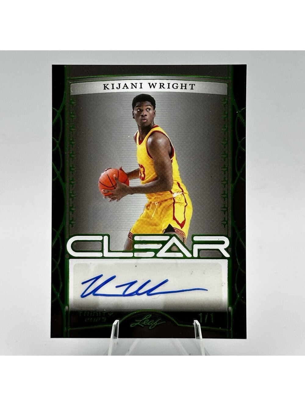Kijani Wright Rookie Auto 2023 Leaf Trinity Clear Green SP 1/1 USC Trojans RC